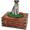 Schnauzer Cremation Urn with engraved wood